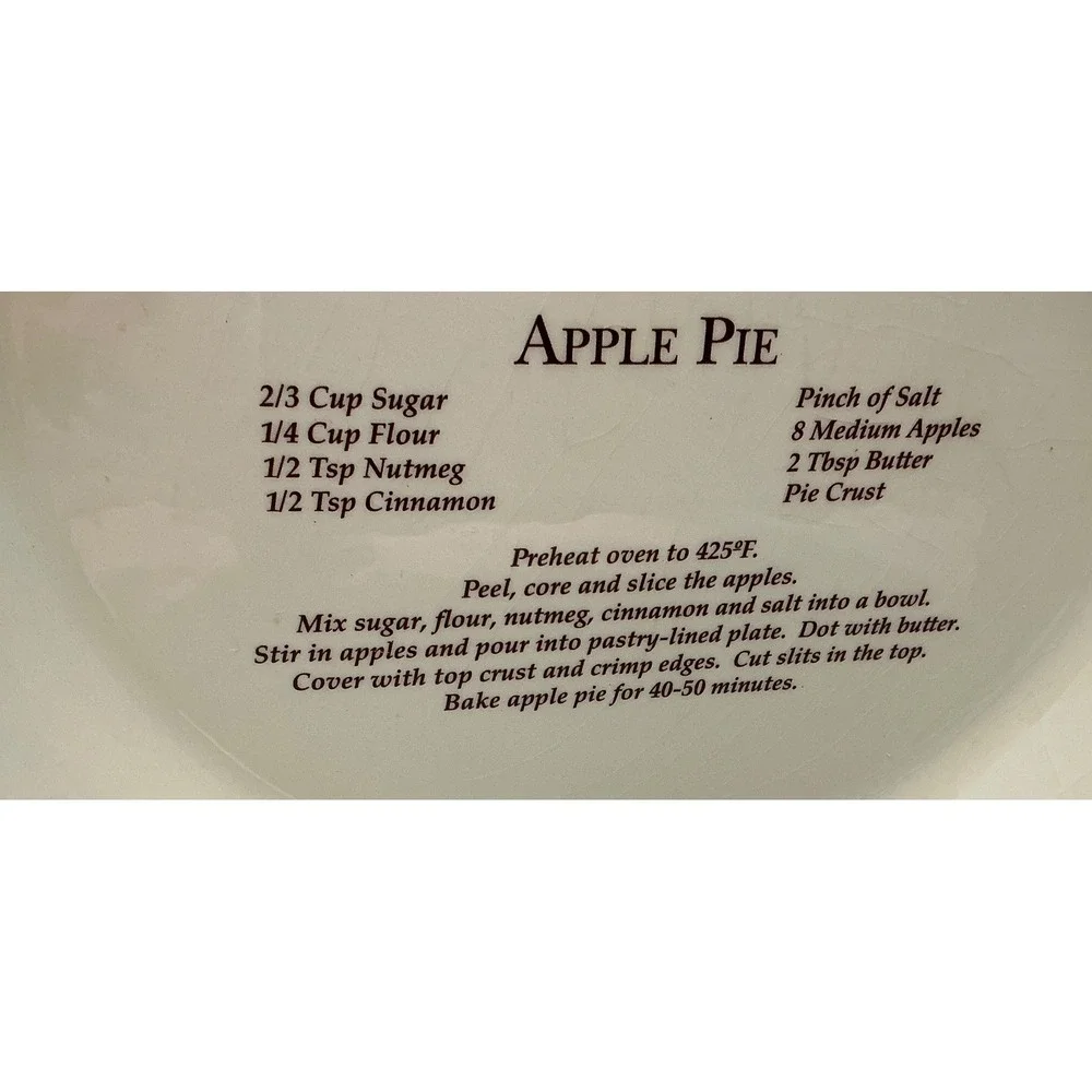 Vintage Apple Pie Ceramic Deep Dish Baker Recipe Basketweave 10.5 Inch